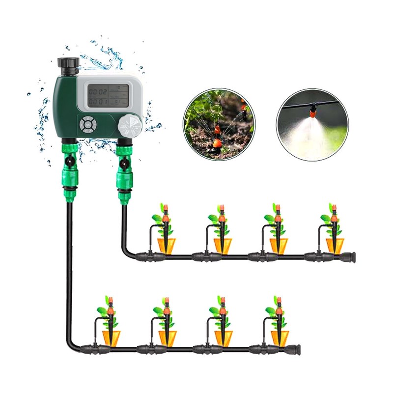 DualOutlet Timer Irrigation System Controller Intelligent Large Display Watering Controller