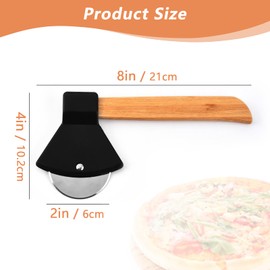 2Pcs Durable Axe Pizza Wheel Slicer Sharp Non-Slip Stainless Steel Axe Pizza Cutter Professional Pizza Cutter with Bamboo Handle for Pizza Bread Cakes