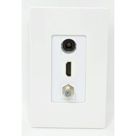 RiteAV - 1 Port HDMI 1 Coax Cable TV- F-Type 1 Toslink Wall Plate Screwless Decorative
