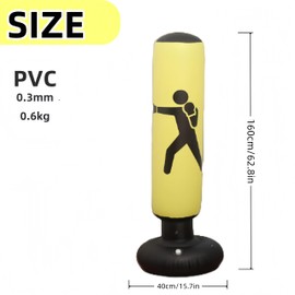 HJYDGJ Standboxsack 160 cm Aufblasbarer Boxsack Aufblasbare Boxsack Stehend Stehend Standboxsack einziehbarer PVC-boxsack stehend Geeignet zum Üben von Karate, Taekwondo, Boxen usw (Gelb)