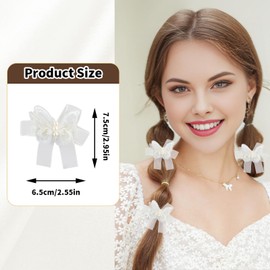 Hoxfly 6Pcs Bow Hair Clips, Lace Bows Hair Decoration, French Barrette with Pearl-Embellished for Girl Party Wedding