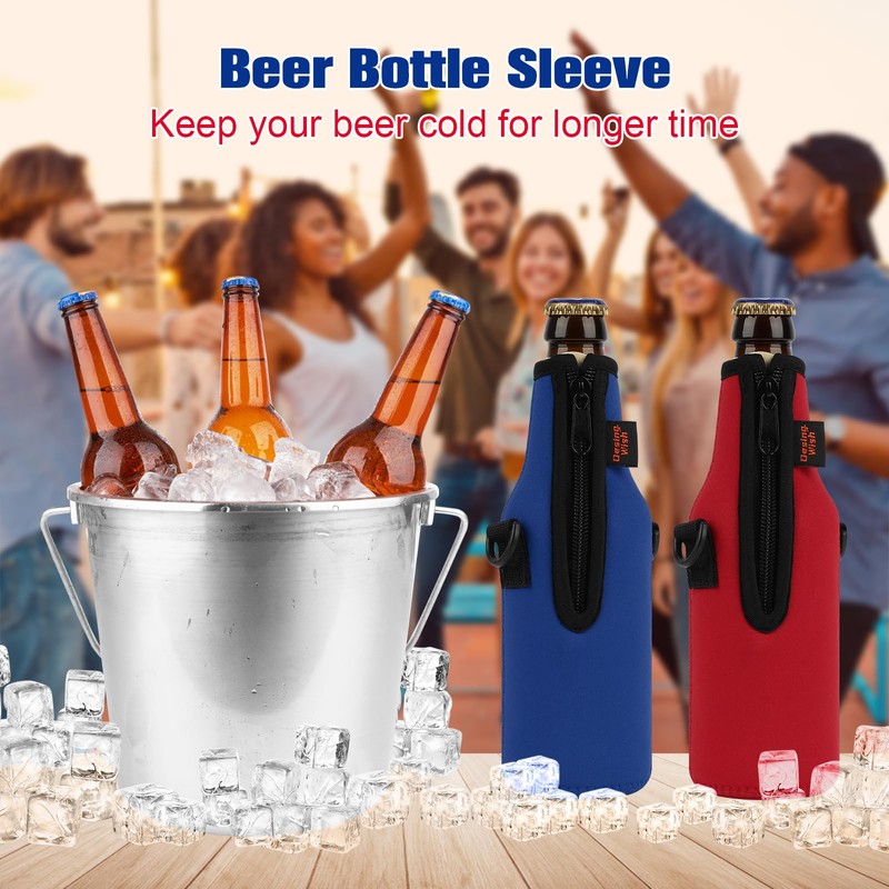 Desing Wish 3 Pack Beer Bottle Cooler Sleeves with Adjustable