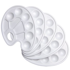 Artina Set of 5 Mixing Palettes, Colour Mixing Palettes with Finger Hole & 10 Paint Recesses for Mixing, Painting Palettes for Acrylic, Watercolours & Oil Painting, 23.5 cm x 17 cm