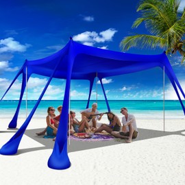 VIONMI Beach Canopy Beach Tent Pop Up Shade 10x10ft Sun Shelter UPF50+ with 8 Sandbags-2 Sand Shovel-4 Aluminum Poles-Ground Pegs-Portable Carrying Bag for Outdoor Family Camping Fishing Yard Picnic
