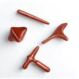 4PC Kit de Masaje Gua Sha de Madera con Rodillo Facial - Terapia Tailandesa para Relajacin Muscular - Alivio de Estrs y Dolor de Espalda - Automasaje 