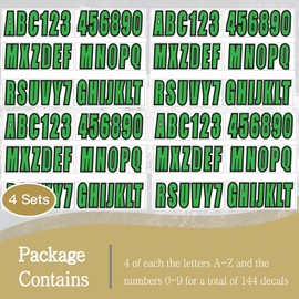 JLM MARINE 24 Sheets 3 Inch Self Adhesive Vinyl Letters Numbers Stickers for Boat Engine Mailbox House Address Crafts Car Poster Classroom Home Door Window Decor Green