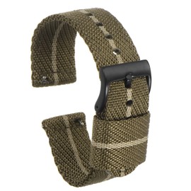 HARFINGTON Brown Khaki Nylon Watch Band 20mm Width Premium Nylon Strap for Men, Soft and Comfortable Replacement Canvas Watchband