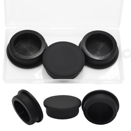 BOPOREAE 3 Pcs 46.3 mm Silicone Rubber Plug for 45.3-46.3 mm/1-3/4-1-13/16 in Round Holes, Waterproof T Type Rubber Stoppers, Soft Flexible Seal Tube Pipe End Caps Inserts Bathtub Jet Covers, Black