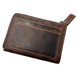 Glamicci Card Pocket for Men & Women | 8 Card Slots RFID Protected Wallet | Small Leather Zip Card Holder Wallet | Unisex Card Wallet RDS2HB (Hunter Brown)