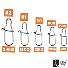 Zite #000-#2 Fishing Carabiner Snaps for Spin Fishing - Hook Leader Swivels Fishing - 5 Sizes Fishing Swivels for Trout Bait, Pike Bait & Bass Bait in Box
