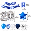 20th Birthday Party Decoration Blue for Boys, Happy Birthday Banner