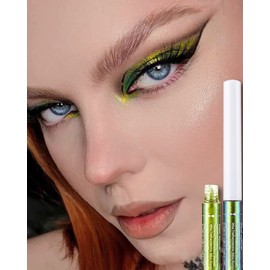 Chameleon Glitter Eyeliner Liquid - 1Pcs Green Metallic High-Pigmented Colored Makeup Glitter Pen for Eye Liner Eyeshadow, Smudge-proof, Ultra-Fine Tip Multichrome Eyeliner, Gift for Women Girl- 02#