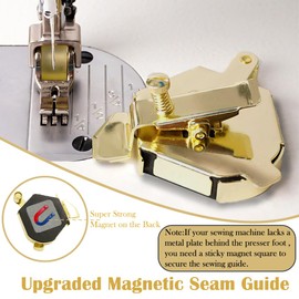 Agamino Magnetic Seam Guide for Sewing Machine, Upgraded Multi-Purpose Magnetic Sewing Hem Guide with Clip, Universal Sewing Machine Attachments Magnet Hemmer Guide Sewing Supplies Accessories
