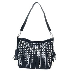Zzfab Waterfall Small Rhinestones Crossbody Bag for Women Evening Handbag Black