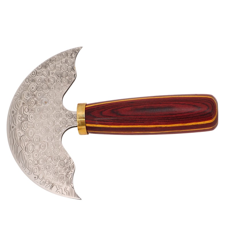 Round Leather Knifes Incisive Blade High Hardness Polished Wooden Handle