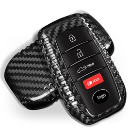 T-carbon Key Fob Case Compatible with Toyota Tundra 2022 2023 2024, Carbon Fiber Key Fob Cover Compatible with Toyota Sienna 2021-2024 Corolla Tacoma 2024 2025, Fit for Sequoia 2023 2024, Black