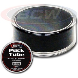 BCW Hockey Puck Tube Display Case - 6ct | Premium Crystal Clear Polystyrene Display Holder for Regulation Hockey Pucks | Stackable with Snap Design Puck Display Case | Hocky Puck Tube Holder