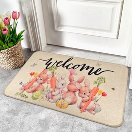 Nialnant Easter Wlecome Door Mat Outdoor, Easter Bunny Front Door Mat, Non-Slip Rubber Mats for Front Door, Welcome Doormat Outdoor Mat 29 x 17 inch