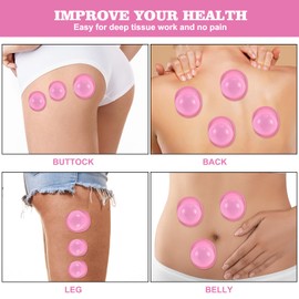 Excitsayno Silicone Cupping Therapy Set - Cupping Kit for Massage Therapy - Cellulite Remover Cupping Set - Anti Cellulite Cup Massager, Vacuum Suction Massage Cups for Cellulite Reduction