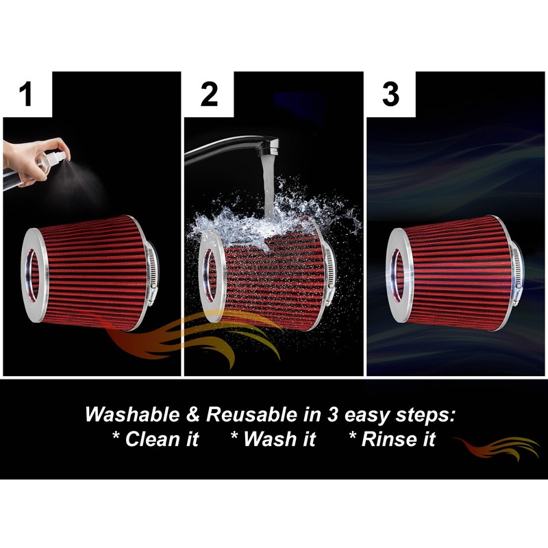 Rtunes Racing Short Ram Air Intake Kit + Filter Combo