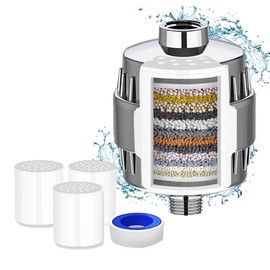 Filtro de Ducha Agua Universal de 20 Etapas Incluye 3 Cartuchos de Filtro Reemplazable Purificador de Agua para Elimina Cloro/Impurezas Olores Filtro de Agua para Regadera Para Todo Tipo de Cabezas