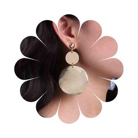 Cimenexe Bohemian Disc Coin Dangle Earrings Gold Metal Circle Drop Earrings Large Hammered Coin Stud Earrings Thin Textured Disc Earrings Jewellery for Women and Girls Gifts, Zinc, No Gemstone