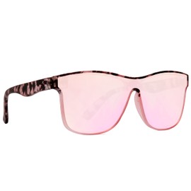 NYS Collection Polarized Trendy Sunglasses Lightweight Frameless Single Lens Women Men 100% UV Protection(Pink Tortoise Shell Pink Mirror Lens)