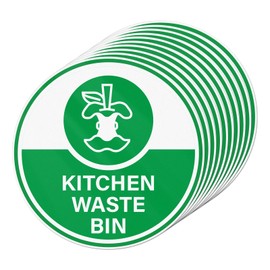YIKIADA 10 Pack Trash Stickers Kitchen Waste Bin Sign 6 × 6 Inches Vinyl Waterproof Self Adhesive Fade Resistant Sticker for Home Restaurant Business
