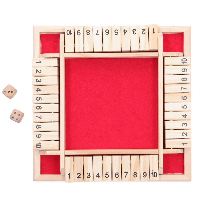 Wooden Number Board Dices Game Set Toy for 4 People