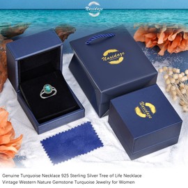 Naxidaze Genuine Turquoise Rings for Women 925 Sterling Silver Emerald Ring Vintage Western Nature Gemstone Turquoise Jewelry for Women（Size 7）