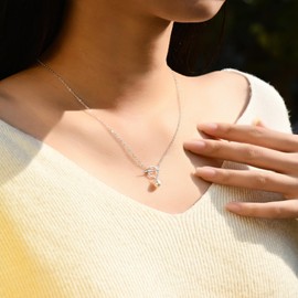 Famdecor Wife Gifts from Husband Sterling Silver Toggle Closure Necklace Gifts for Wife Valentines Day Gifts for Wife Birthday Gifts for Wife Christmas Gifts for Wife