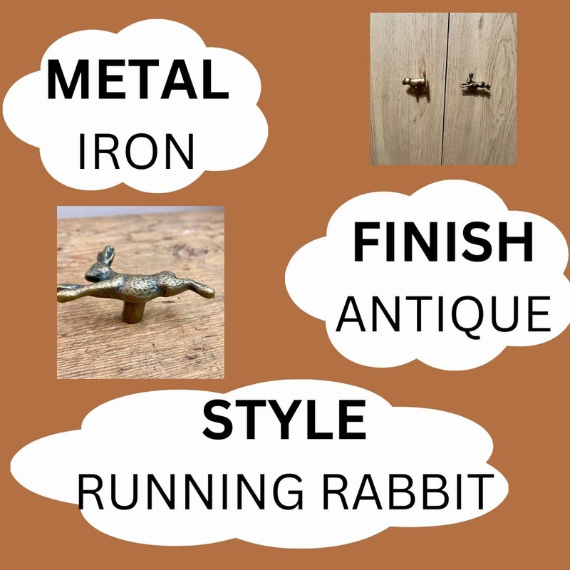 Antique Brass Animal Inspired Rabbit Design Knobs - Iron Drawer,