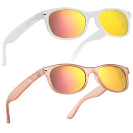 2 Pack Reader Sunglasses for Men Women Classic Rectangle Reading Glasses Outdoor Full Lenses Magnifying Eyewear UV Protection Clear Pink/Pink+2.75