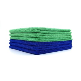 SellerKing® 6 Microfibre Cloths Green (3) and Blue (3) Microfibre Cleaning Cloths Kitchen Household Home Home 40 x 40 cm