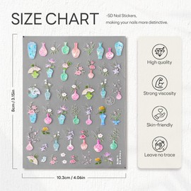 Jade Bottle Nail Art Stickers Decals Summer 5D Embossed Stickers Design Self-Adhesive Nail Art Decals for Women Girl DIY Manicure Decorations (Jade Bottle)