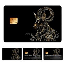 Peacoblue Bank Card Sticker Capricorn Credit Debit Card Custom Skin Cover Protector, 4 Styles Waterproof Scratch-Proof and Attractive Decal for Most Popular EBT Transportation Key Card