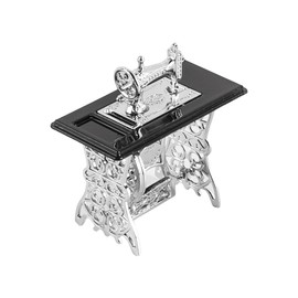 ieron Vintage Dollhouse Sewing Machine Model Mini Alloy Sewing Machine Figurine 1:12 Miniature House Furniture for Doll House DIY Decoration(Silver) 66x33x69mm