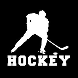 Hockey Player Silhouette Sports Vinyl Sticker Car Decal (6" Black)