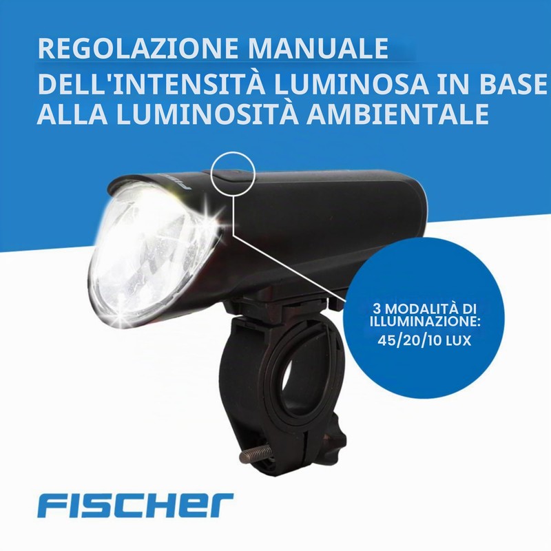 FISCHER Set di luci a LED per bicicletta Small-box, resistente