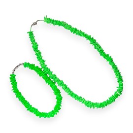 BlueRica Mint Green Puka Shell Chips Necklace & Anklet Set