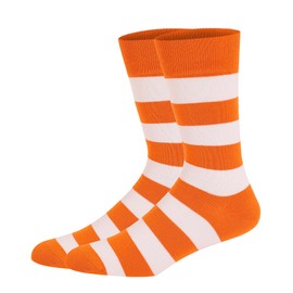 AUSROYCE - Calcetines de vestir para hombre, a rayas, calcetines coloridos para hombre, calcetines a rayas, Naranja, Medium