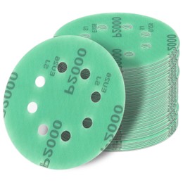 125 mm Green Eccentric Sanding Discs Assortment Set of 25 Discs P2000 P1500 P1200 P1000 P800 8 Holes Velcro Sandpaper