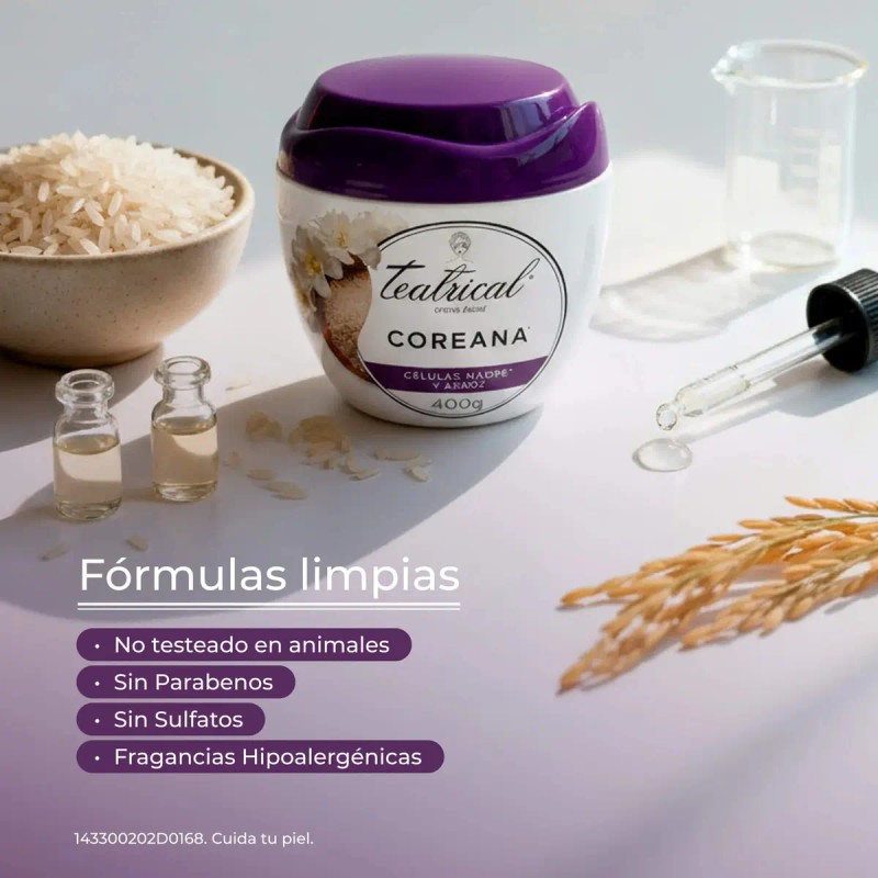 Crema Facial Efecto Piel Coreana 200g Teatrical Normal Seca Día