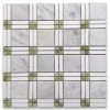 Stone Center Online C262XP Carrara White Marble Plaid Tartan Mosaic