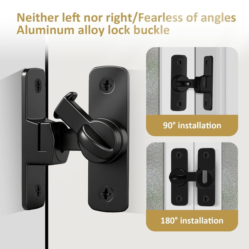 90/180 Degree Door Lock, Black Gate Flip Sliding Barn Gate