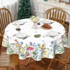 Spring Tablecloth 70x70 Inch Round, Wild Flowers Seasonal Summer Table