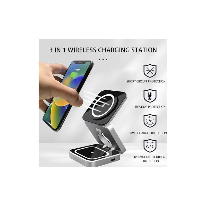 Clean Desk Wireless Charger 3 in 1 Wireless Charging Station