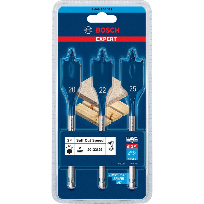 Bosch 3x EXPERT Self Cut Speed Spade Drill Bit Set