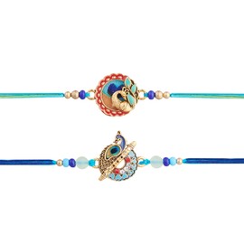 Eximious India Set of 2 Rakhi for Brother Bhaiya - Traditional Thread Wrist Band Bro Rakhi for Raksha Bandhan AUS062025