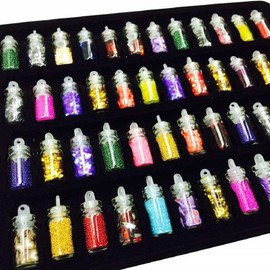 URBANMAC 48 in 1 Set of 3D Nail Art Glitter Bottle, Sequins, Rhinestones, Beads ( Multicolor)...